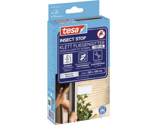 Tesa Insect Stop plasă de țânțari cu velcro pentru ferestre, dimensiune maximă 130 x 130 cm