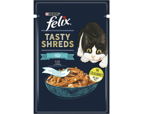Felix Tasty Shreds hrană pentru pisici cu ton