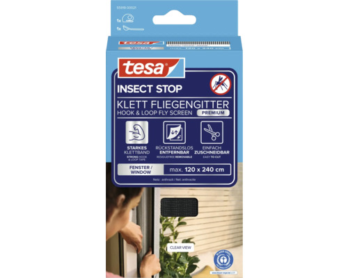 Pachet plasă insecte cu velcro Tesa Insect Stop pentru ferestre de până la maximum 120 x 240 centimetri