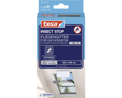 Tesa Insect Stop plasă de protecție împotriva insectelor pentru ferestre de mansardă, pachet de 120 x 140 centimetri