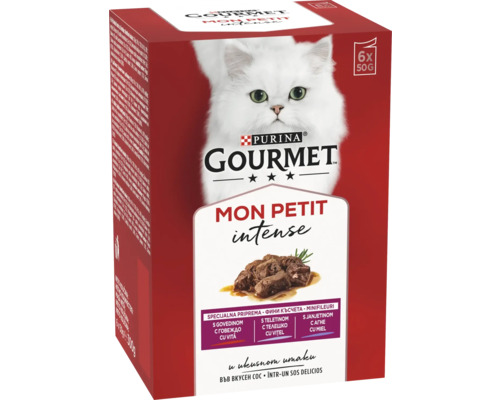 Purina Gourmet Mon Petit Intense hrană pentru pisici, 6 bucăți x 50 grame