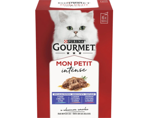 Purina Gourmet Mon Petit Intense hrană pentru pisici, pachet multiplu cu diferite arome