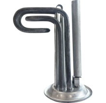 Element de încălzire pentru boiler cu flanșă circulară, tije de încălzire curbate și anod de protecție din metal.