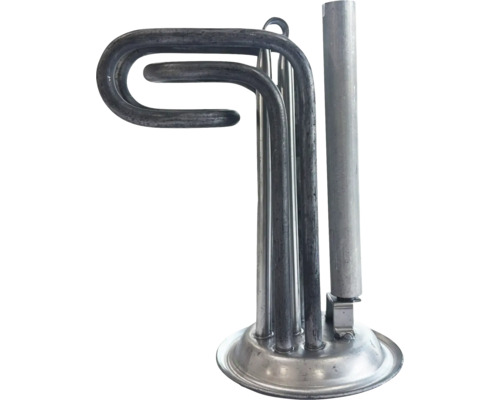Element de încălzire pentru boiler cu flanșă circulară, tije de încălzire curbate și anod de protecție din metal.