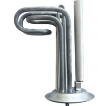 Rezistență de încălzire pentru rezervor de apă caldă din metal cu flanșă rotundă și anod de protecție.