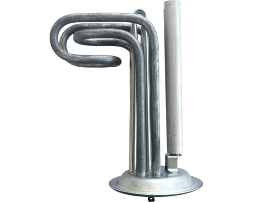 Rezistență de încălzire pentru rezervor de apă caldă din metal cu flanșă rotundă și anod de protecție.