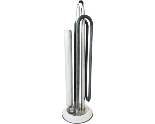 Rezistență electrică pentru boiler cu anod de protecție și flanșă din metal.