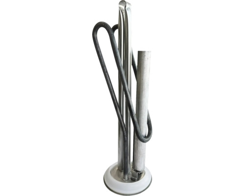 Element de încălzire pentru boilere din metal cu bază circulară și tijă de încălzire curbată.