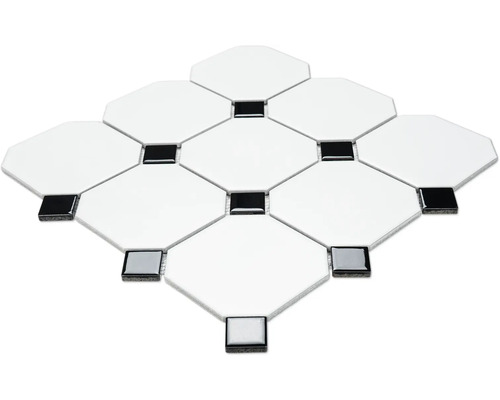 Placă de mozaic ceramică cu elemente pătrate și octogonale