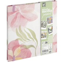 Jurnal Mixed Media de la Craft ID cu model floral și bandă elastică.