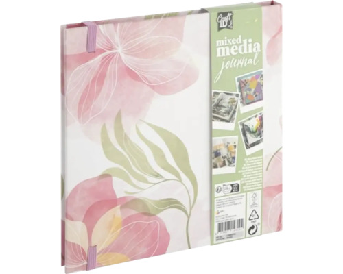 Jurnal Mixed Media de la Craft ID cu model floral și bandă elastică.