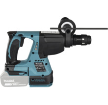 Ciocan rotopercutor cu acumulator Makita DHR243 cu baterie de 18 Volți, mâner lateral și limitator de adâncime.