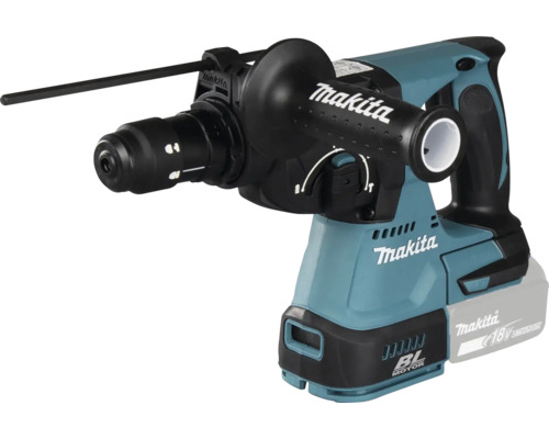 Ciocan rotopercutor cu acumulator Makita 18 Volt cu motor fără perii, mâner lateral și limitator de adâncime.