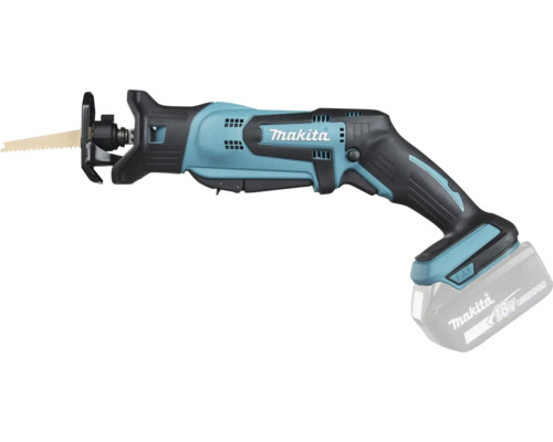 Ferăstrău sabie cu acumulator Makita 18 Volt cu pânză de ferăstrău și acumulator litiu ion. Unealtă compactă pentru prelucrarea lemnului.