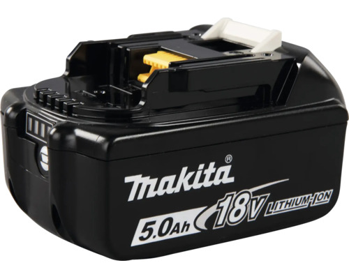 Acumulator Makita litiu-ion de 18 volți cu o capacitate de 5,0 amperi-oră.