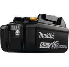 Acumulator Makita 18 Volți 5,0 Amperi oră Lithium-Ion cu indicator al nivelului de încărcare.
