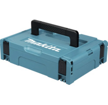 Cutie Makita MAKPAC cu Makita Logo, mâner negru și patru închizători pentru depozitarea și transportul sculelor.