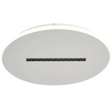 Plafonieră LED rotundă cu o bandă orizontală de spoturi în centru.