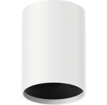 Plafonieră cilindrică albă cu interior negru pentru montaj pe suprafață.