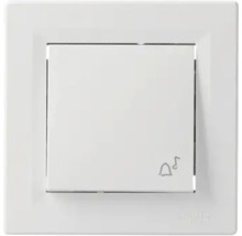 Buton de sonerie alb de la Schneider Electric cu simbol de sonerie.