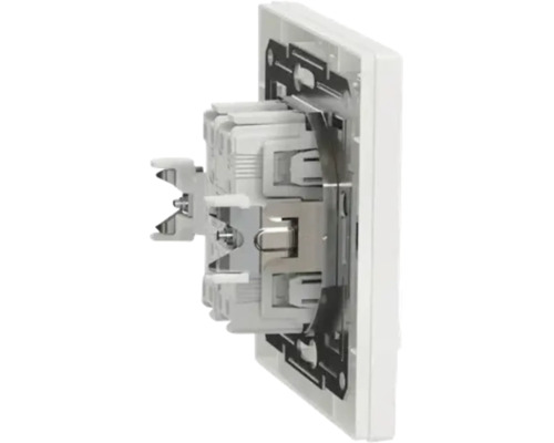 Vedere laterală a unei prize cu contact de protecție și gheare de fixare.