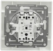 Mecanism pentru priză încastrată, 10 Amperi, 250 Volți, prevăzut cu ramă de fixare din metal pentru instalații electrice.