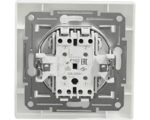 Mecanism pentru priză încastrată, 10 Amperi, 250 Volți, prevăzut cu ramă de fixare din metal pentru instalații electrice.