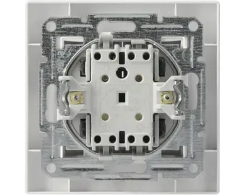 Mecanism încastrat pentru prize sau întrerupătoare cu ramă metalică pentru instalații electrice.