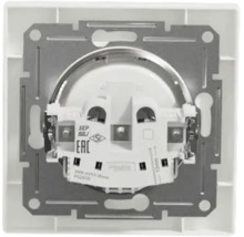 Mecanism priză Schneider Electric cu suport metalic și marcaje de certificare.