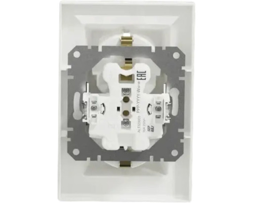 Inserție priză cu contact de protecție pentru montaj sub tencuială cu ramă de susținere metalică pentru 16 Ampere și 250 Volt