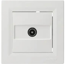 Schneider Electric priză de antenă pentru cablu coaxial cu ramă de acoperire în alb.