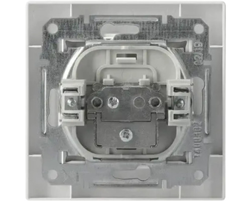 Inserție încastrată pentru întrerupător sau priză din metal și plastic pentru instalații electrice.