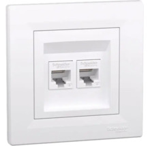Schneider Electric priză de rețea dublă cu două porturi pentru cabluri de rețea.