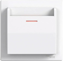 Întrerupător cu cartelă Schneider Electric alb din plastic cu fantă, indicator luminos și Schneider Electric Logo.