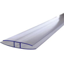 Profil de îmbinare H din plastic transparent pentru plăci alveolare.