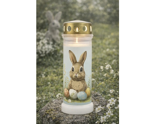 Lumină de mormânt cu motiv de iepuraș și ouă de Paște