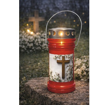 Lumânare de cimitir cu motiv cruce pe piatră în cimitir