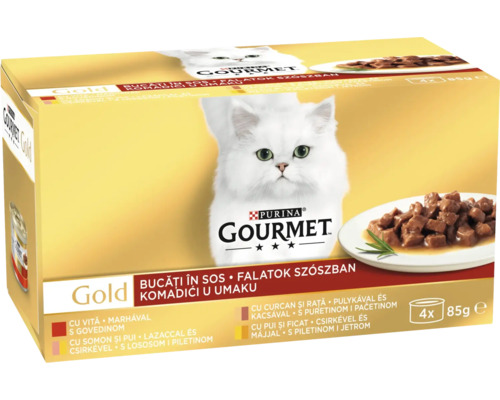 Purina Gourmet Gold hrană pentru pisici în sos, pachet de 4 ori 85 de grame