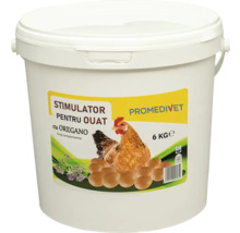 Stimulator Promedivet pentru ouat cu oregano, furaj complementar pentru găini, găleată de 6 kilograme.