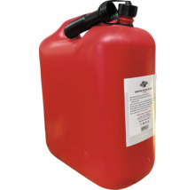 Canistră roșie din plastic pentru combustibil, 20 litri, cu gura de scurgere neagră