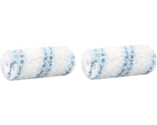 Două role de vopsea albe cu pete de vopsea