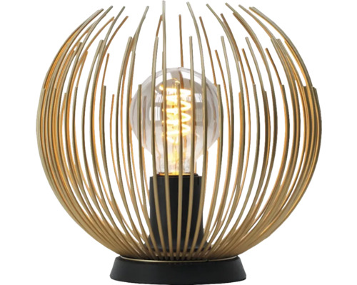 Lampă de masă cu colivie metalică și bec