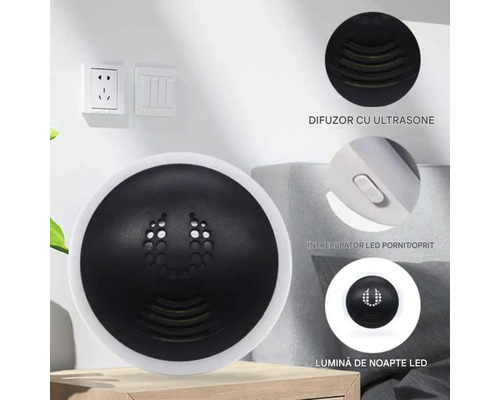 Difuzor cu ultrasunete cu lumină de noapte cu LED și comutator