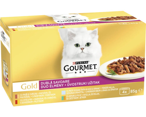 Purina Gourmet Gold hrană pentru pisici, pachet multiplu cu diferite arome