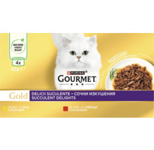 Purina Gourmet Gold hrană pentru pisici, pachet cu mai multe tipuri cu carne de pasăre și vită