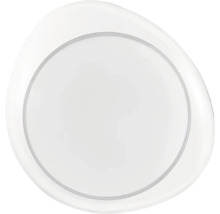 Plafonieră LED albă, asimetrică, în formă rotundă și organică.