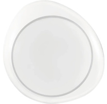 Plafonieră LED albă în formă organică cu suprafață luminoasă rotundă.