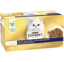 Gourmet Gold hrană pentru pisici, Succulent Delights, pachet multiplu cu pește și somon