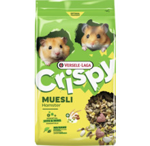 Versele-Laga Crispy Muesli hrană pentru hamsteri cu vitamine și minerale, fără coloranți artificiali, ambalaj cu doi hamsteri și amestec de semințe.