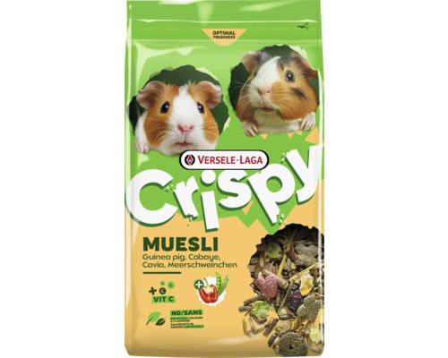 Hrană pentru porcușori de Guineea Versele-Laga Crispy Muesli cu vitamina C și amestec de muesli.